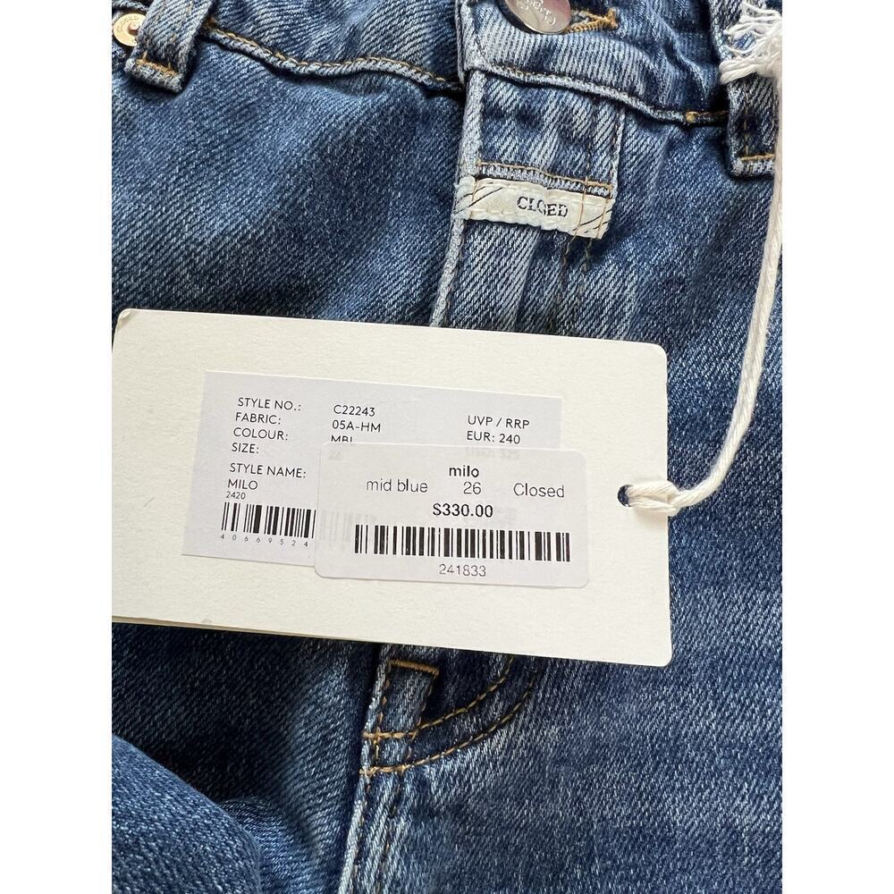 Closed Jean Milo Denim Jeans in Mid Blue High Waist Womens Size 26 NWT Raw Hem - Picture 5 of 14
